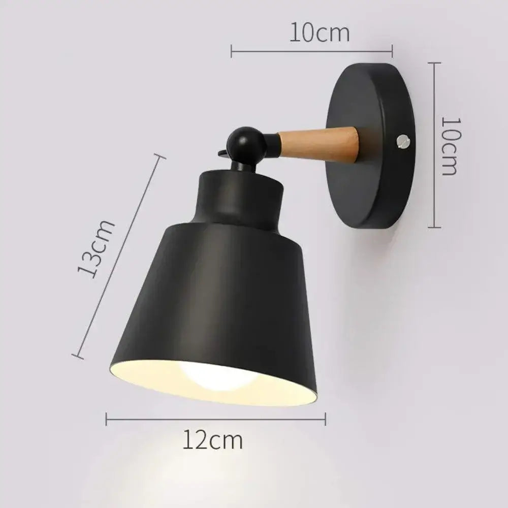 Modern black wooden wall light with matte finish wooden arm and conical shade decorbites black wooden wall sconce