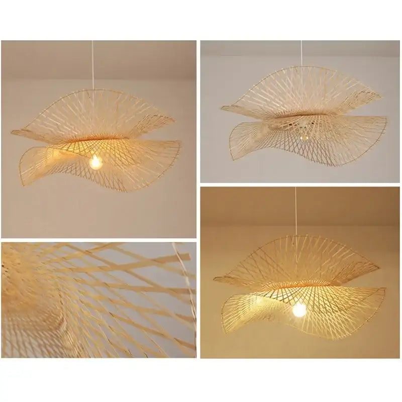Elegant beige decorbites bamboo pendant light with fan-like layered design complementing pendant lights decor