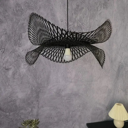 Modern black woven metal pendant light with butterfly design ideal for pendant lights and decorbites bamboo pendant decor