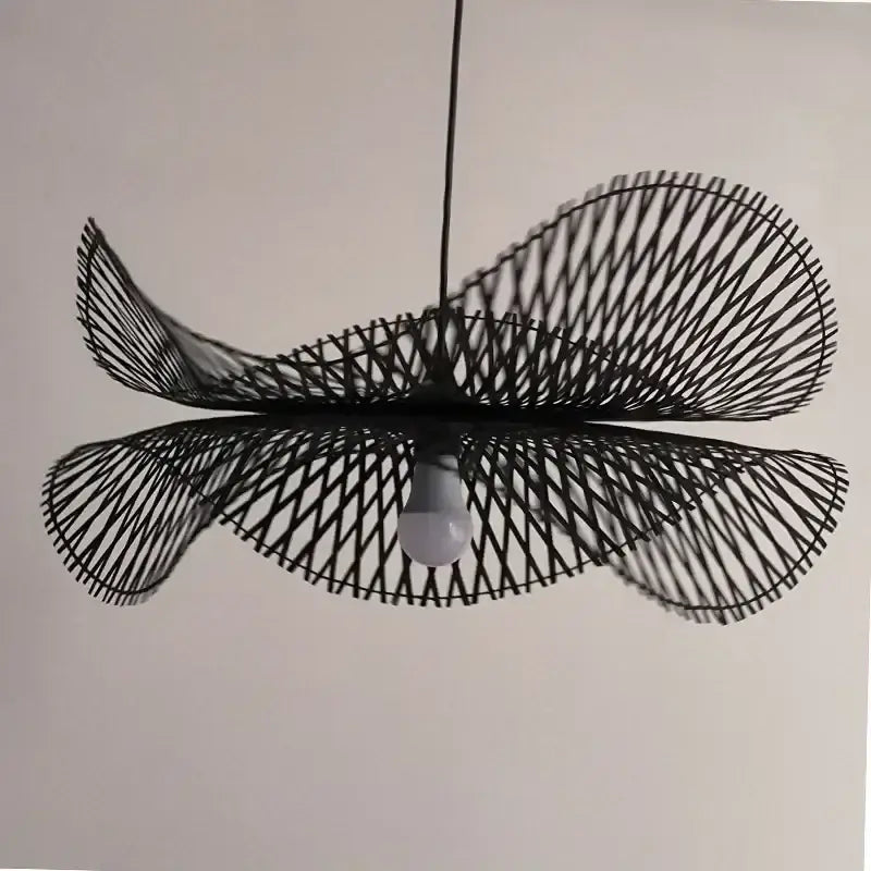 Modern black woven metal pendant light with butterfly wing design ideal for pendant lights and bamboo pendant decorbites
