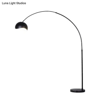 Black yellow DecorBites™ modern metal fishing rod floor lamp with sleek curved frame and dome shade suitable for LED incandescent fluorescent 220v-240v 110v-120v