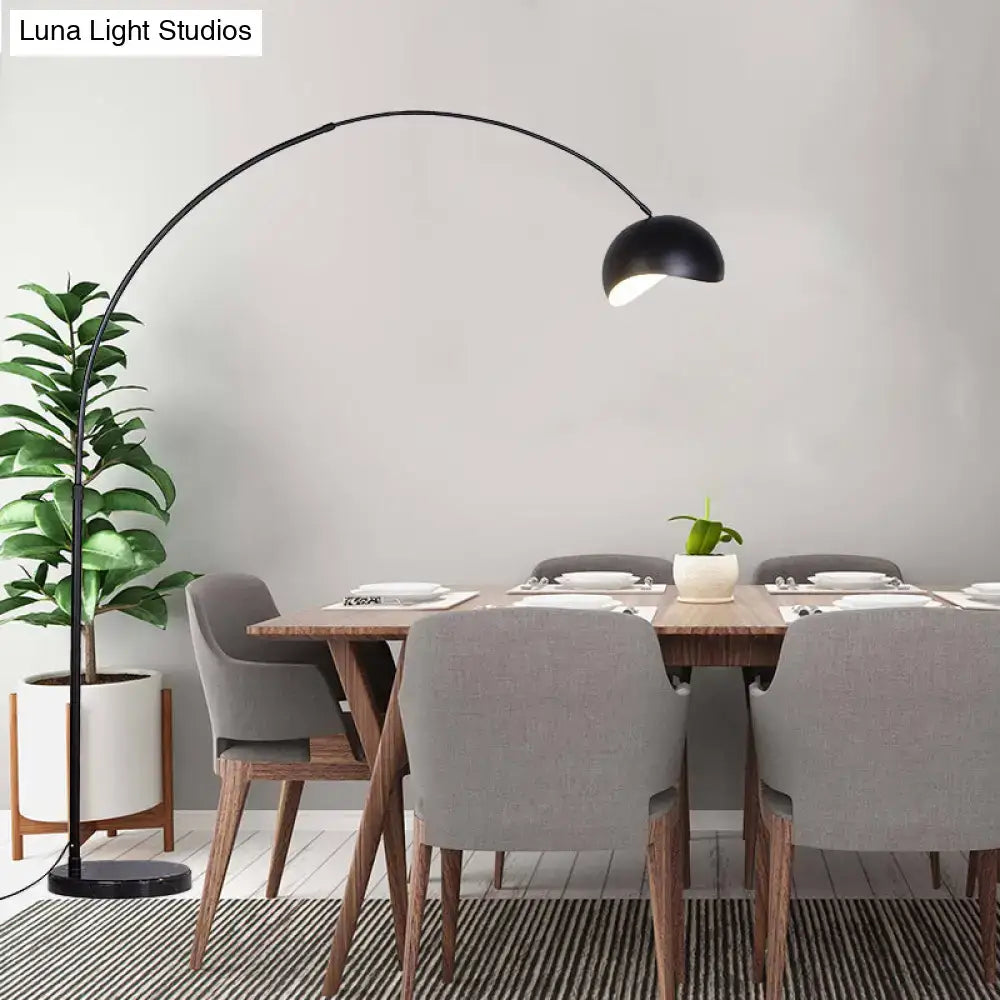 Black yellow DecorBites™ modern metal fishing rod floor lamp with curved frame and dome shade compatible with led incandescent fluorescent 220v-240v 110v-120v