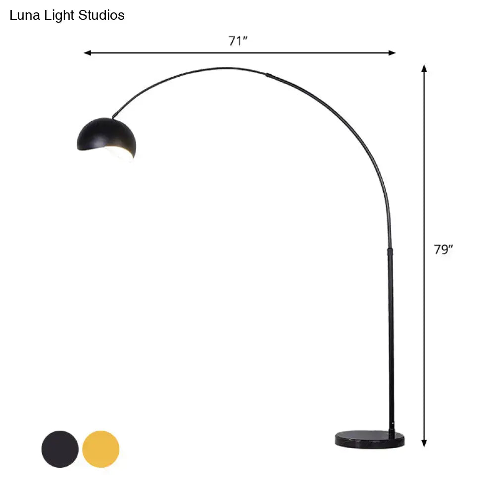 Black yellow decorbites modern metal fishing rod floor lamp with dome shade in black matte finish suitable for led incandescent fluorescent bulbs 220v-240v 110v-120v