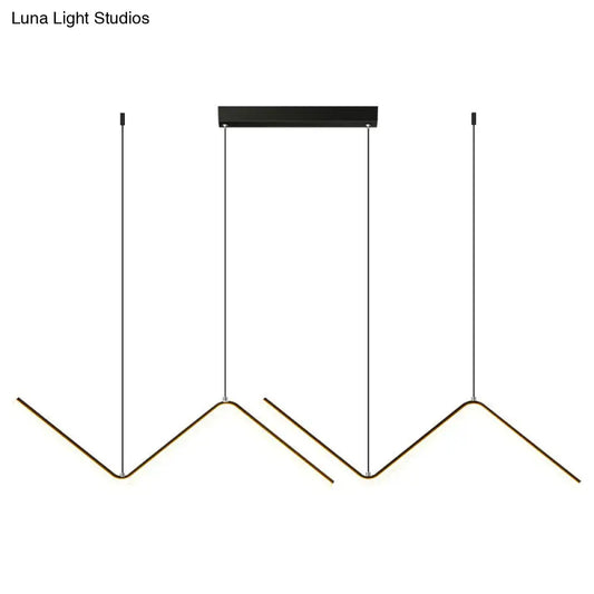 Modern black decorbites z-shaped metal led suspension light fixture with sleek angular arms and warm glow metal finish adds elegance