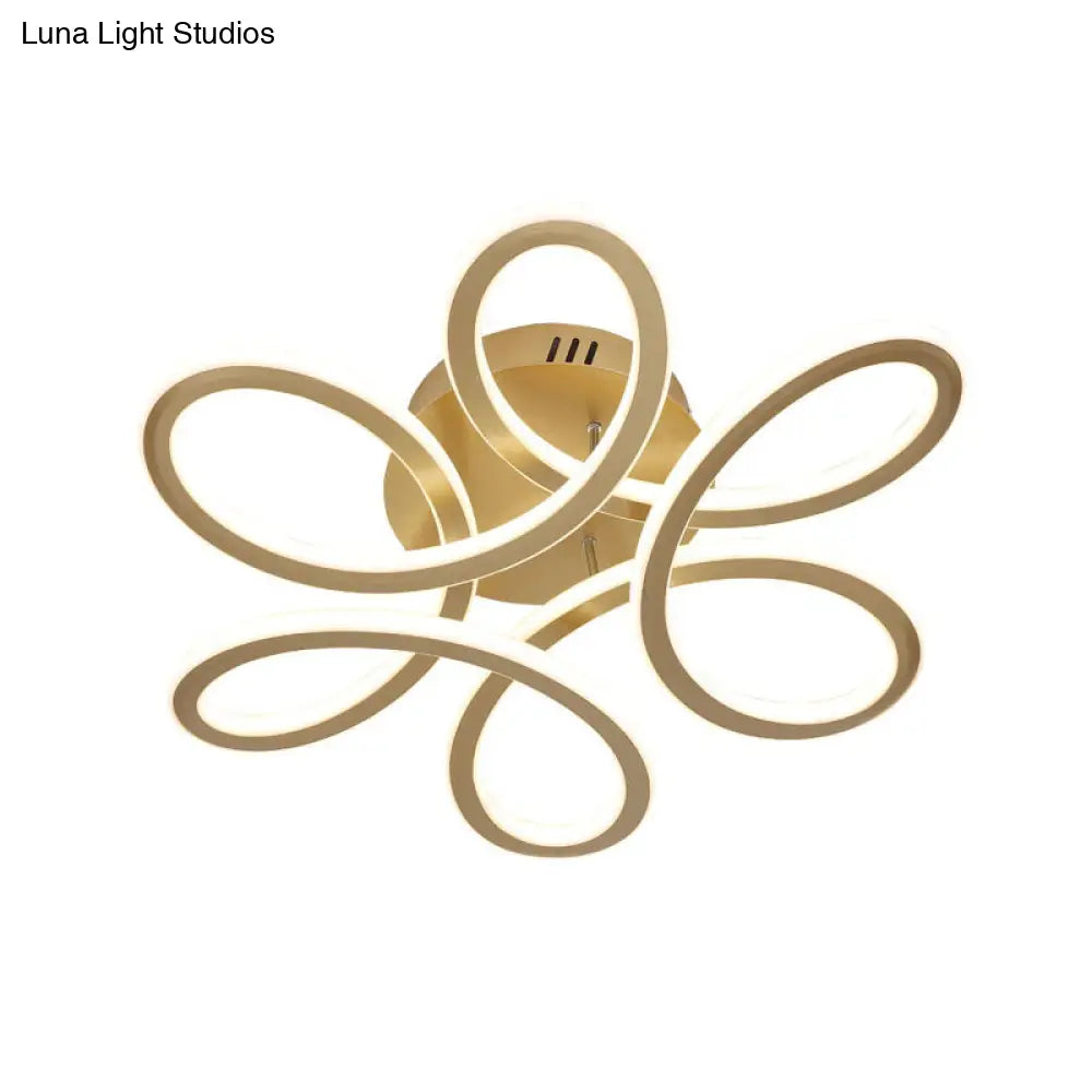 DecorBites™ DecorBites™ Modern Blooming Acrylic LED Flush Mount Ceiling Light in Gold/Coffee for Bedroom - Warm/White Lighting