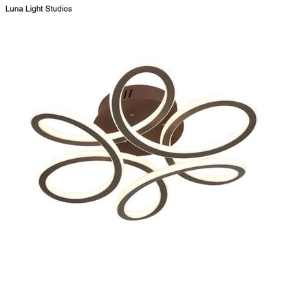 DecorBites™ DecorBites™ Modern Blooming Acrylic LED Flush Mount Ceiling Light in Gold/Coffee for Bedroom - Warm/White Lighting