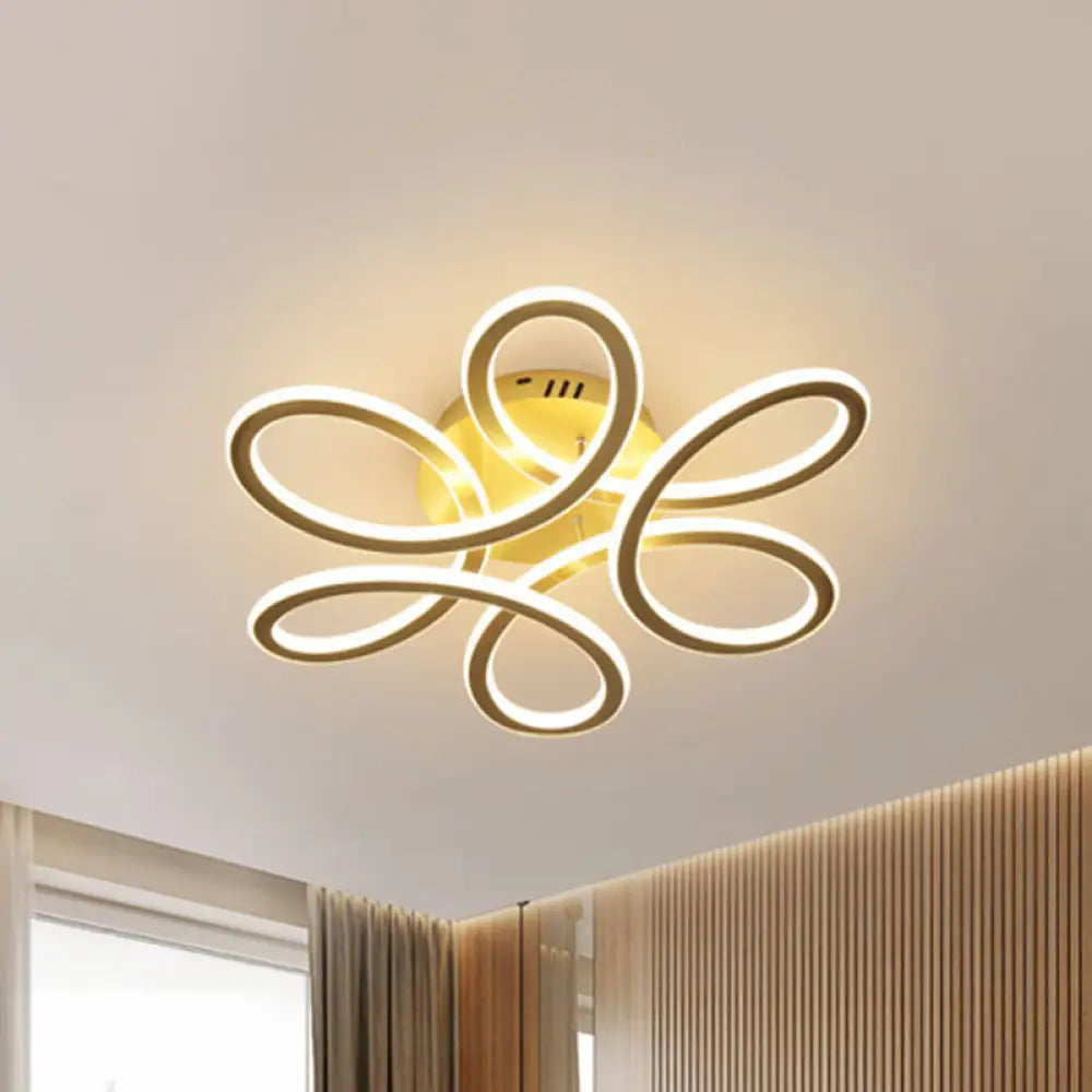 DecorBites™ DecorBites™ Modern Blooming Acrylic LED Flush Mount Ceiling Light in Gold/Coffee for Bedroom - Warm/White Lighting