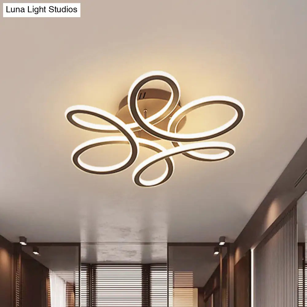 DecorBites™ DecorBites™ Modern Blooming Acrylic LED Flush Mount Ceiling Light in Gold/Coffee for Bedroom - Warm/White Lighting