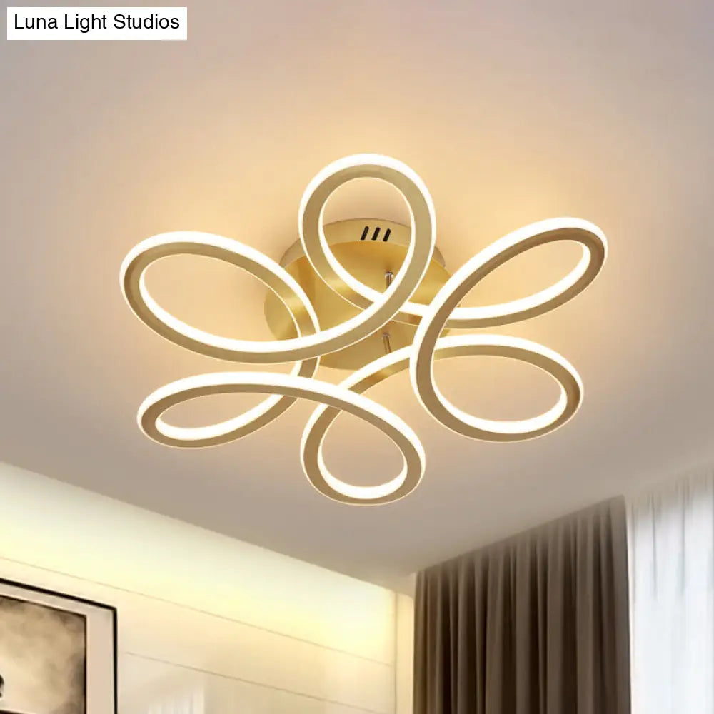 DecorBites™ DecorBites™ Modern Blooming Acrylic LED Flush Mount Ceiling Light in Gold/Coffee for Bedroom - Warm/White Lighting