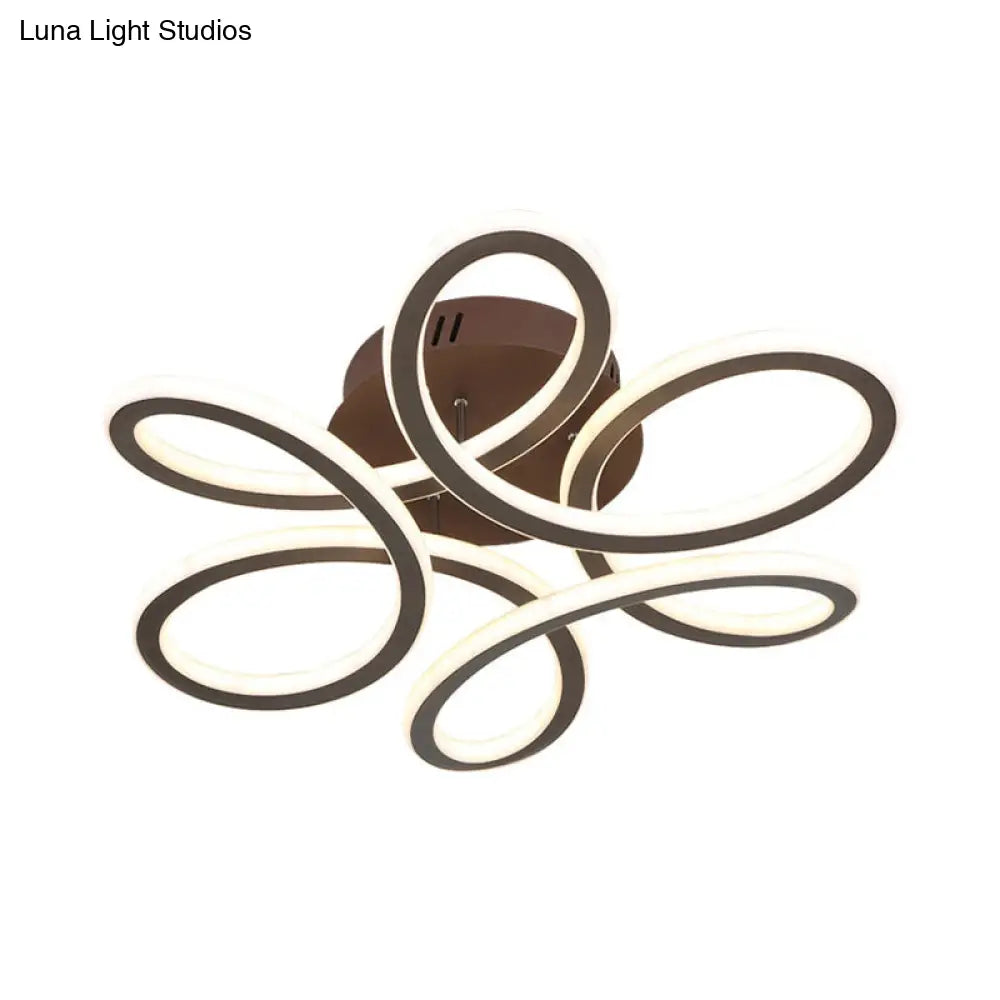 DecorBites™ DecorBites™ Modern Blooming Acrylic LED Flush Mount Ceiling Light in Gold/Coffee for Bedroom - Warm/White Lighting