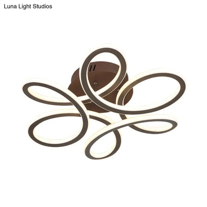 DecorBites™ DecorBites™ Modern Blooming Acrylic LED Flush Mount Ceiling Light in Gold/Coffee for Bedroom - Warm/White Lighting