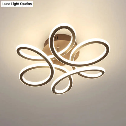 DecorBites™ DecorBites™ Modern Blooming Acrylic LED Flush Mount Ceiling Light in Gold/Coffee for Bedroom - Warm/White Lighting
