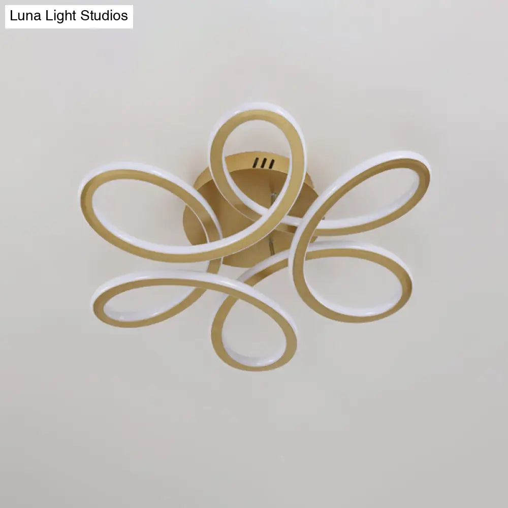 DecorBites™ DecorBites™ Modern Blooming Acrylic LED Flush Mount Ceiling Light in Gold/Coffee for Bedroom - Warm/White Lighting