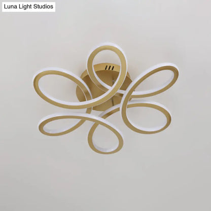 DecorBites™ DecorBites™ Modern Blooming Acrylic LED Flush Mount Ceiling Light in Gold/Coffee for Bedroom - Warm/White Lighting