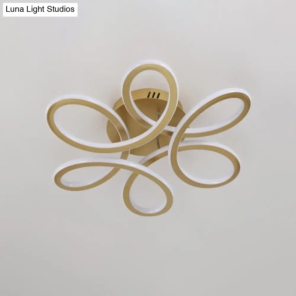 DecorBites™ DecorBites™ Modern Blooming Acrylic LED Flush Mount Ceiling Light in Gold/Coffee for Bedroom - Warm/White Lighting