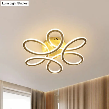 DecorBites™ DecorBites™ Modern Blooming Acrylic LED Flush Mount Ceiling Light in Gold/Coffee for Bedroom - Warm/White Lighting
