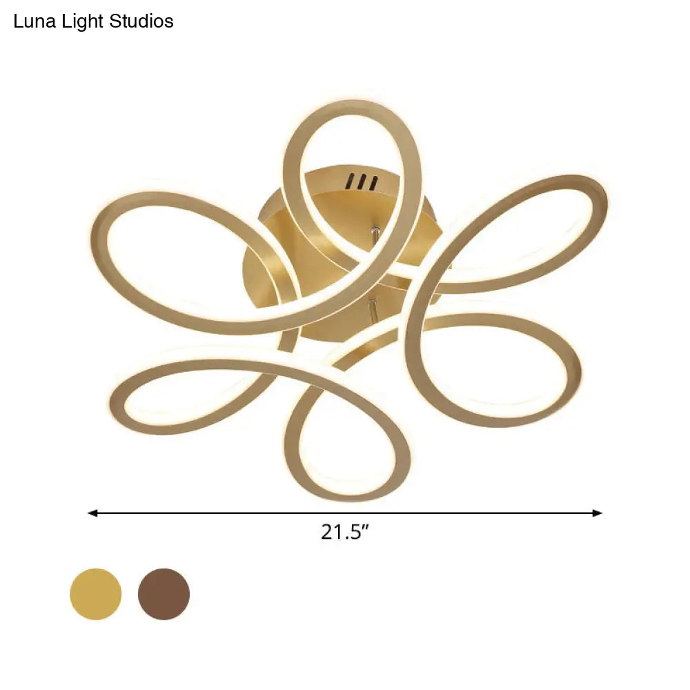 DecorBites™ DecorBites™ Modern Blooming Acrylic LED Flush Mount Ceiling Light in Gold/Coffee for Bedroom - Warm/White Lighting