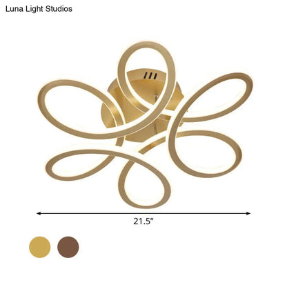 DecorBites™ DecorBites™ Modern Blooming Acrylic LED Flush Mount Ceiling Light in Gold/Coffee for Bedroom - Warm/White Lighting