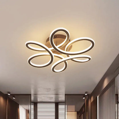 DecorBites™ DecorBites™ Modern Blooming Acrylic LED Flush Mount Ceiling Light in Gold/Coffee for Bedroom - Warm/White Lighting