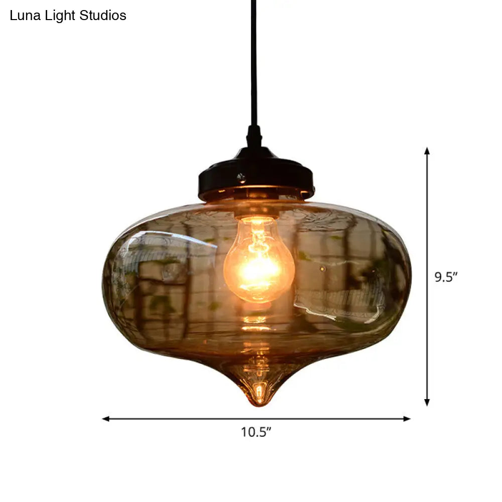 Modern Blown Glass Pendant Light for Restaurants - Single Bulb Fixture with Simple Shades