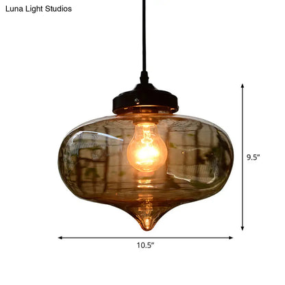 Modern Blown Glass Pendant Light for Restaurants - Single Bulb Fixture with Simple Shades