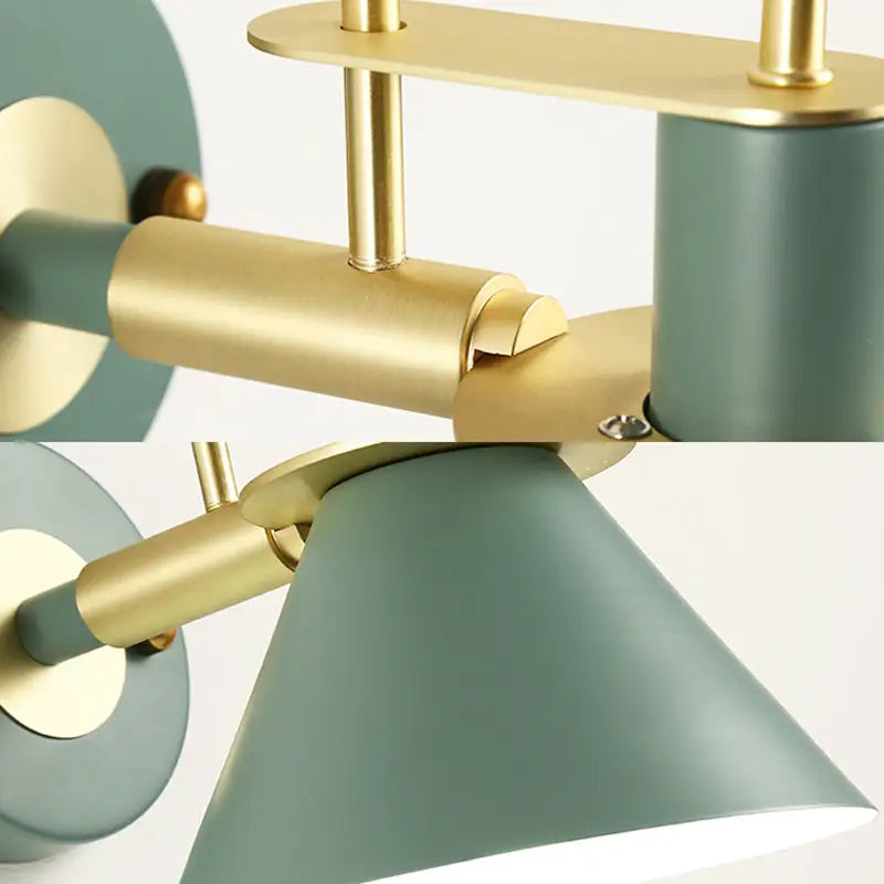 Modern wall-mounted sconce in matte sage green and brushed brass finish compatible with e26 e27 bulbs for bedroom use