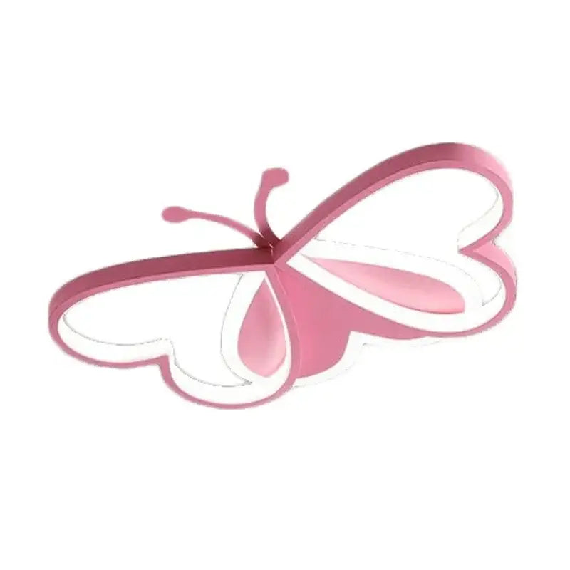 Modern blue butterfly ceiling light with pink heart-patterned wings and sleek design ideal for bedroom decorbites butterfly ceiling