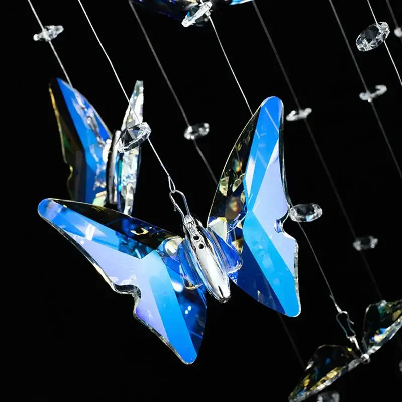 Blue crystal butterfly hanging ornament made of clear crystal for decorbites crystal staircase chandelier lighting