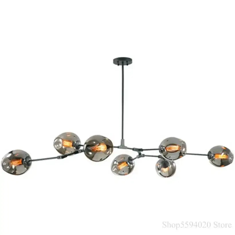 Modern black gold pendant light chandelier with seven smoked glass globe shades for living room decorbites glass black
