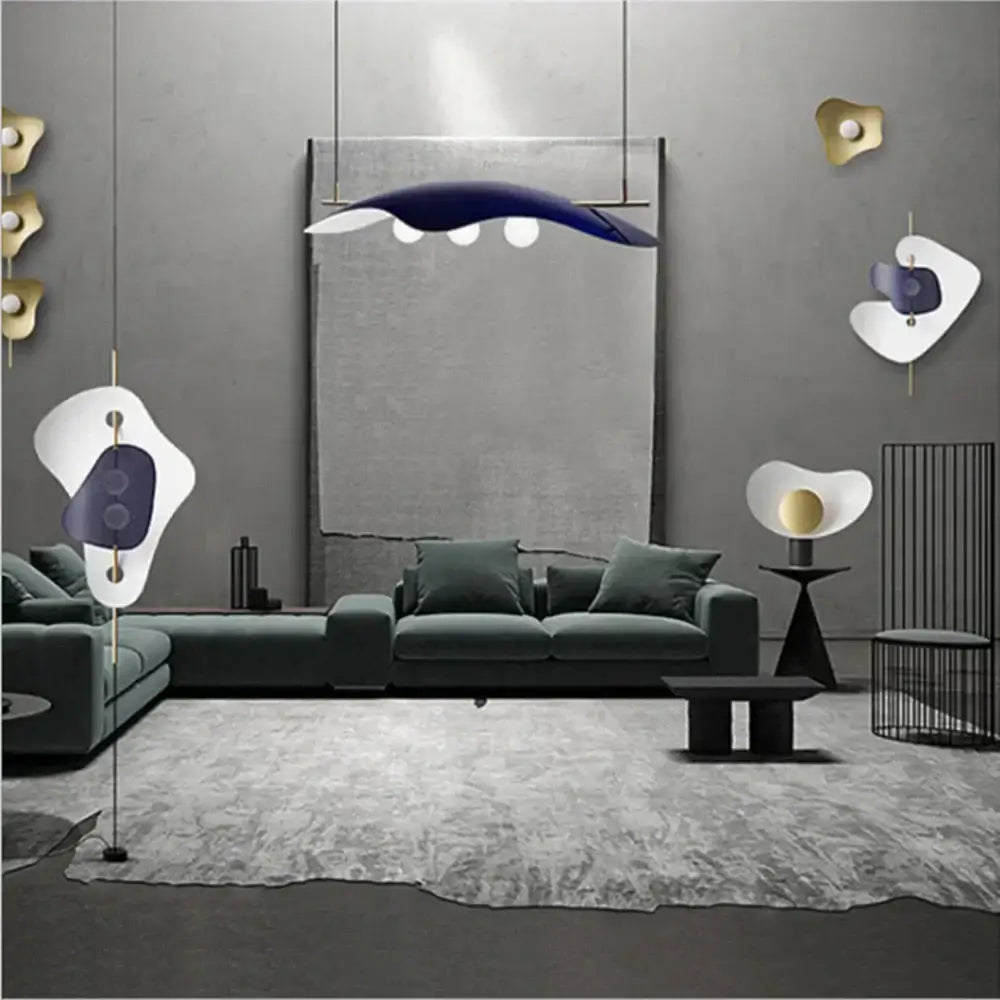 Modern navy blue and white glass bubble chandelier pendant light with sleek curved design for dining room decorbites glass bubble