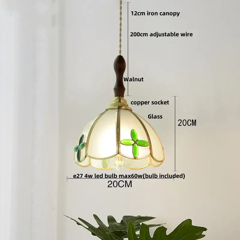 A delicate tiffany-style butterfly glass led pendant light with cream shade and walnut iron canopy for decorbites decor