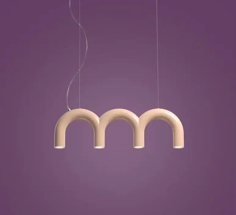 Cream-colored minimalist kitchen pendant light with three curved arches for decorbites blue metal arch chandelier design