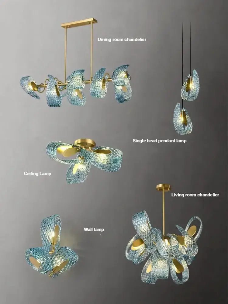 Modern blue peacock leaf glass chandelier with gold accents for dining room decorbites blue peacock floral light