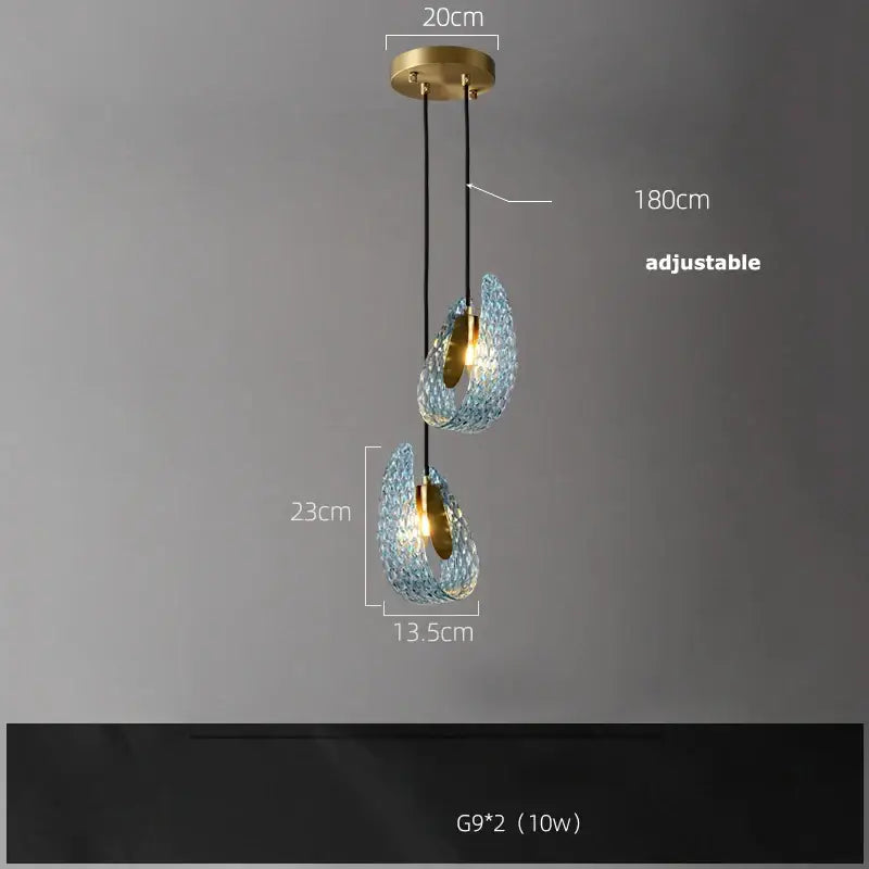 Modern blue queen crystal pendant light with textured blue queen crystal glass shades for bedroom decorbites blue queen