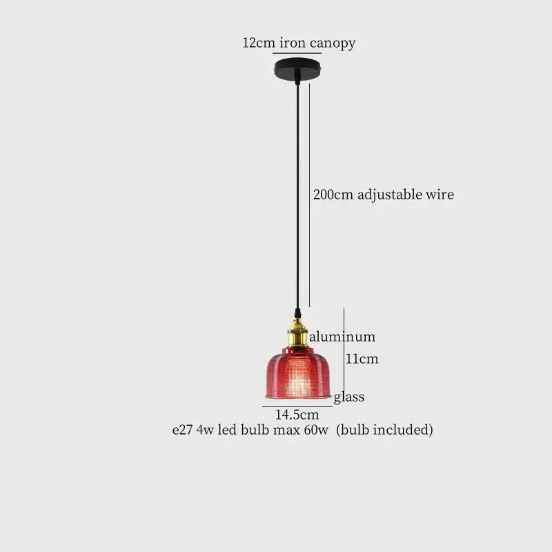 Modern blue red and gold glass led hanging lamp with red glass pendant light and brass-finished base for decorbites colorful glass decorbites colorful glass led