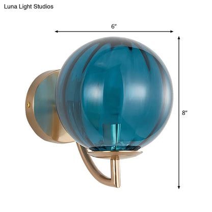 DecorBites™ DecorBites™ Modern Blue Ribbed Glass Bedroom Wall Sconce Light Fixture