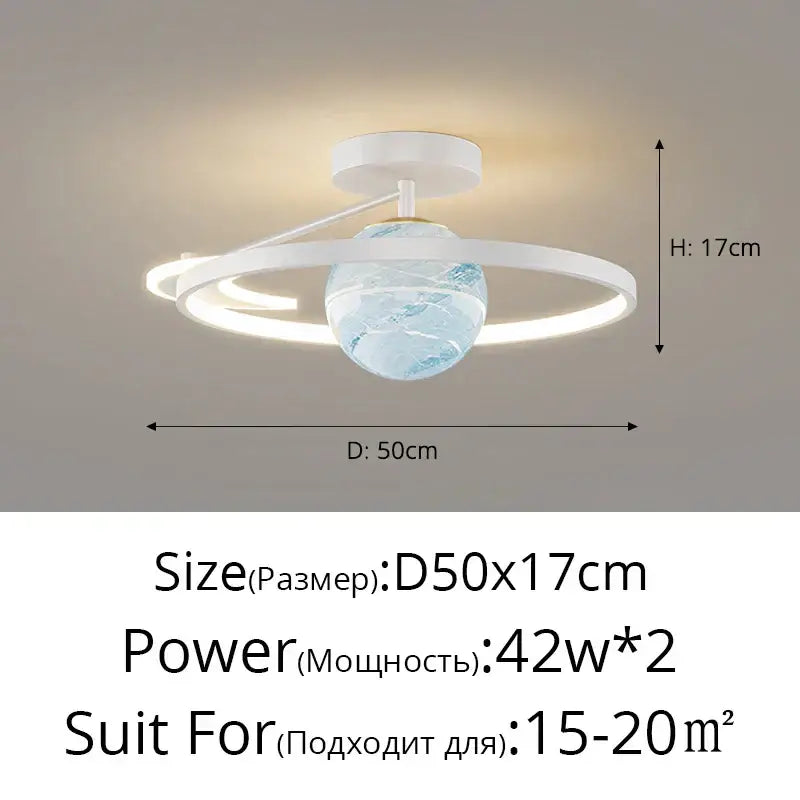 Modern blue star led pendant light with white circular fixture and translucent blue globe centerpiece for bedroom decorbites blue star