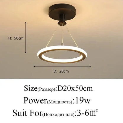 Modern blue star led pendant light featuring a minimalist ring-shaped design with warm white illumination and black base