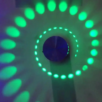 Modern blue whirling wall light sconce with green led spiral pattern suitable for 220v-240v 110v-120v use in living room