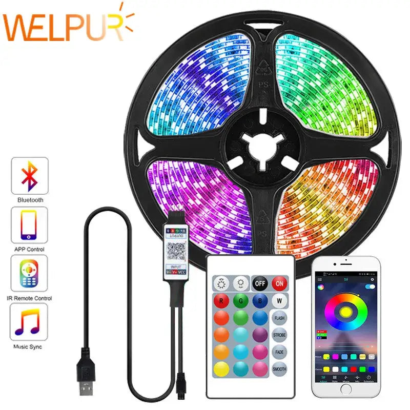 Welpur modern bluetooth rgb led strip light with app control for bedroom decor by decorbites
