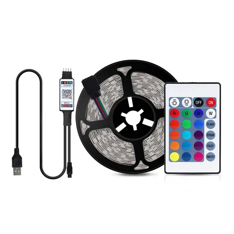 Black led strip light with remote control and usb adapter for decorbites bluetooth rgb modern bedroom lighting