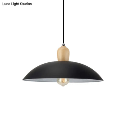 Modern Bowl Ceiling Pendant Light in Black/White, 12.5"/16" Diameter