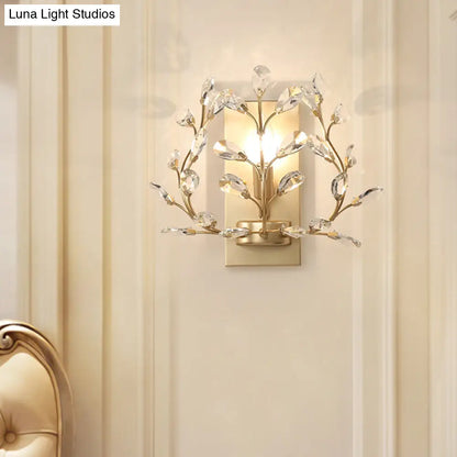 DecorBites™ DecorBites™ Modern Branch Wall Mount Light with Clear K9 Crystal Sconce - 1 Bulb - Black/Gold - Living Room Lighting Fixture