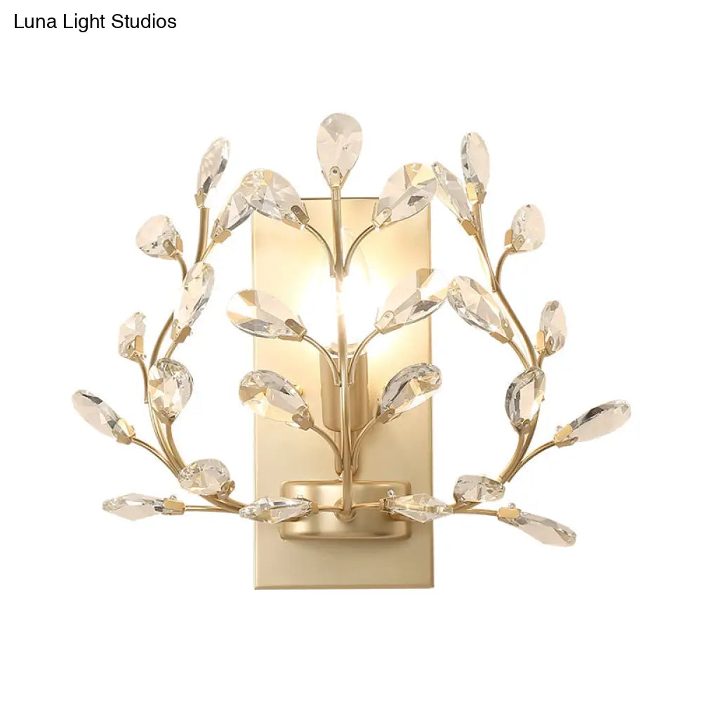 DecorBites™ DecorBites™ Modern Branch Wall Mount Light with Clear K9 Crystal Sconce - 1 Bulb - Black/Gold - Living Room Lighting Fixture