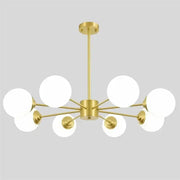 Modern brass 8-light glass ball pendant lights featuring frosted globe shades for dining room decorbites glass ball chandelier