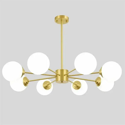 Modern brass 8-light glass ball pendant lights featuring frosted globe shades for dining room decorbites glass ball chandelier
