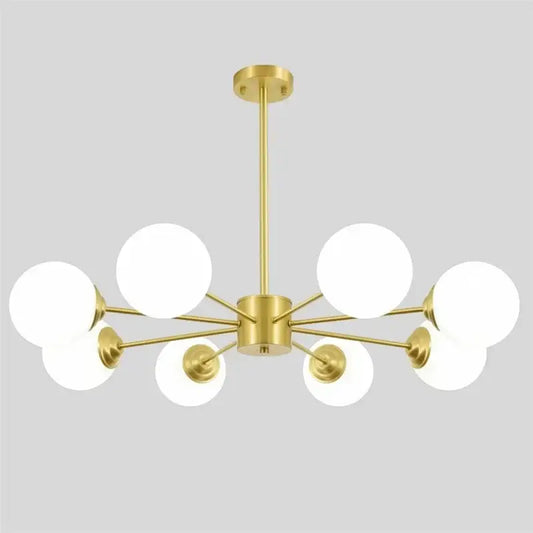 Modern brass 8-light glass ball pendant lights featuring frosted globe shades for dining room decorbites glass ball chandelier