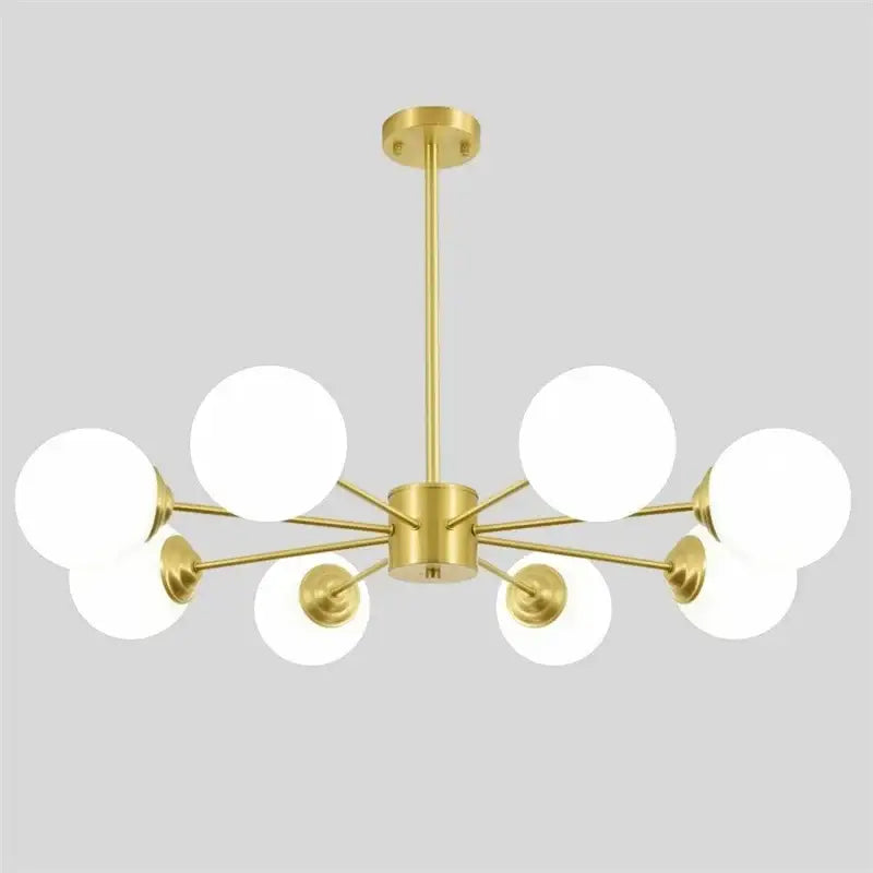 Modern brass 8-light glass ball pendant lights featuring frosted globe shades for dining room decorbites glass ball chandelier