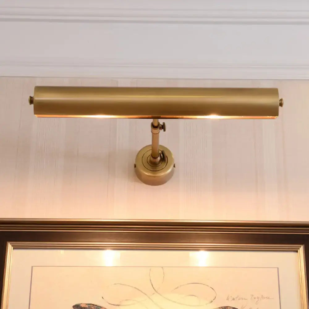 Modern brass adjustable bathroom vanity sconce with elongated rectangular shade compatible with 110v-120v and 220v-240v