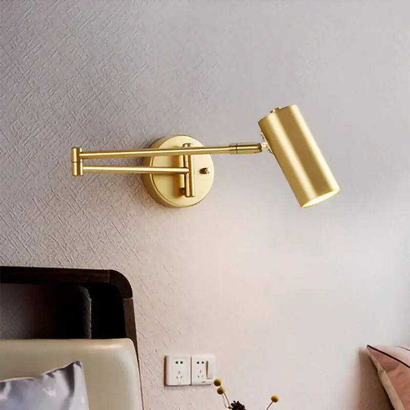 Modern brass adjustable e27 led wall lamp with gold finish and articulated arm for bedroom reading decorbites adjustable e27